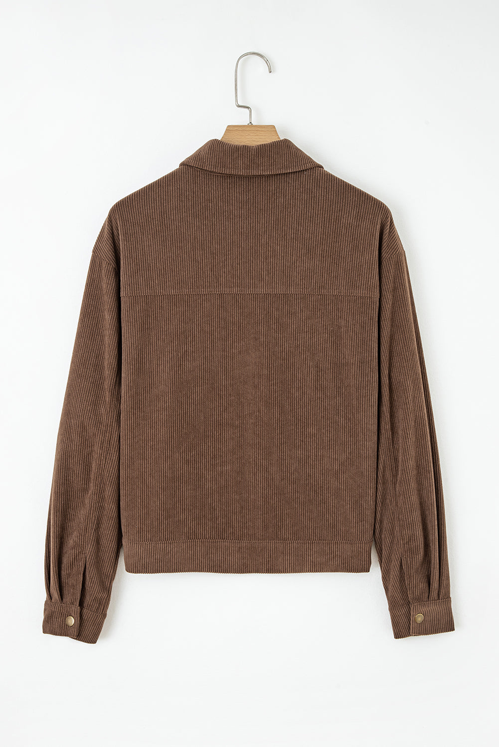 Dark Khaki Button Zip Up Lapel Collar Corduroy Jacket-Outerwear/Jackets-[Adult]-[Female]-2022 Online Blue Zone Planet