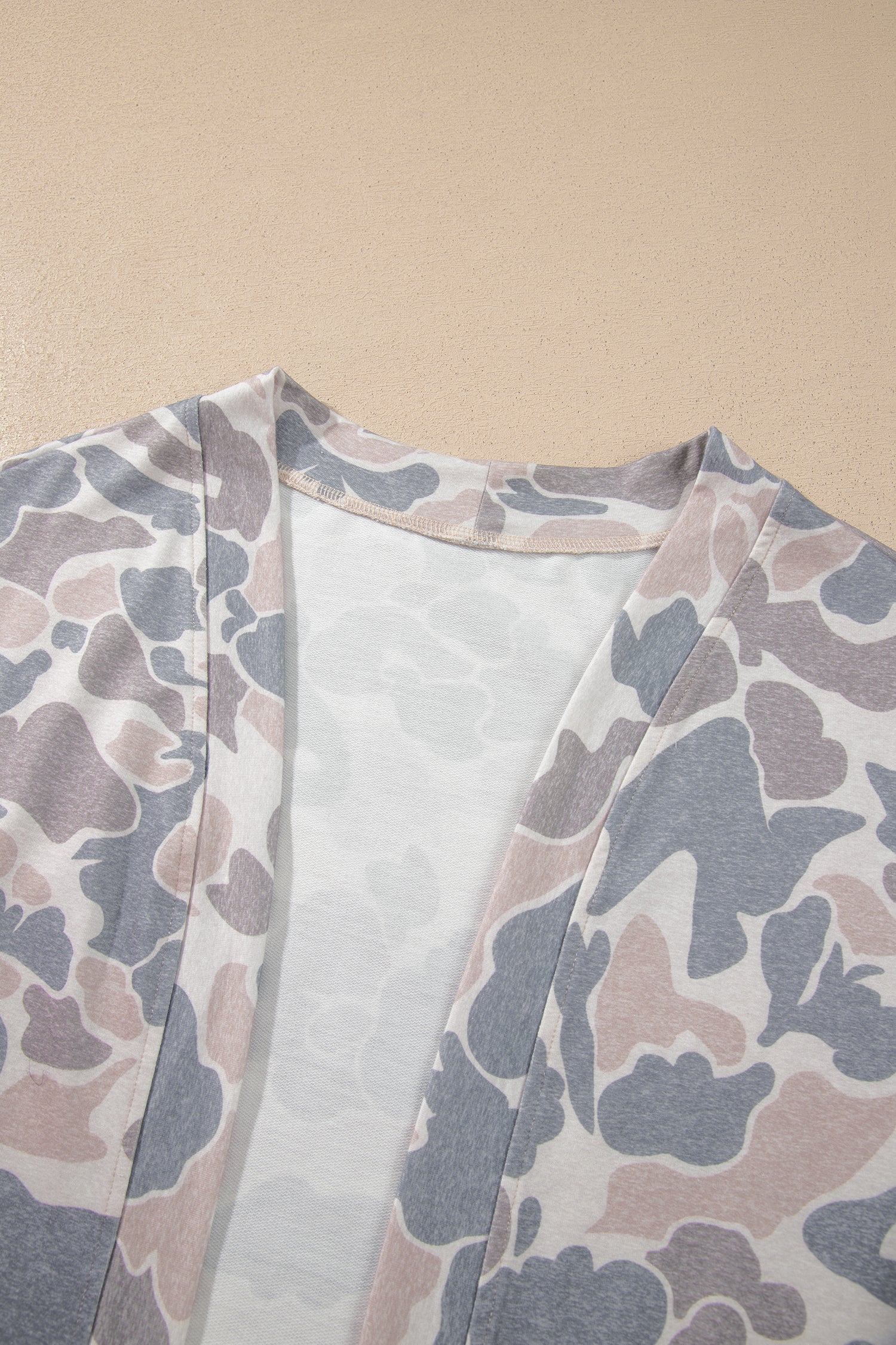 Multicolour Camouflage Print Long Sleeve Open Front Tunic Cardigan-Sweaters & Cardigans/Cardigans-[Adult]-[Female]-2022 Online Blue Zone Planet