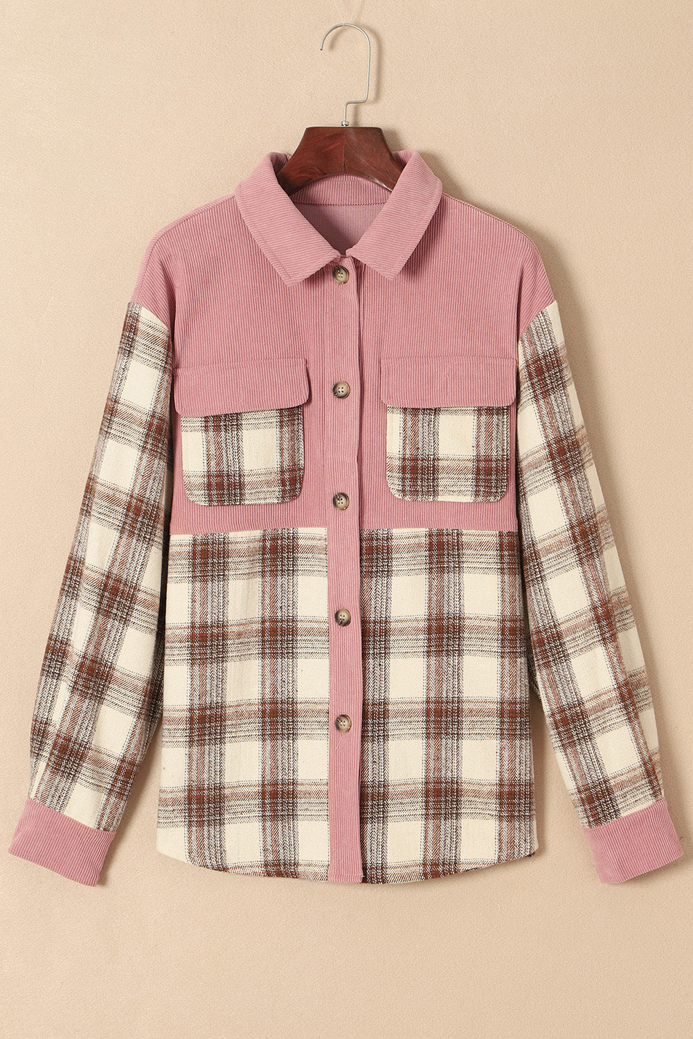 Blue Zone Planet | Pocketed Plaid Collared Neck Shacket-TOPS / DRESSES-[Adult]-[Female]-2022 Online Blue Zone Planet