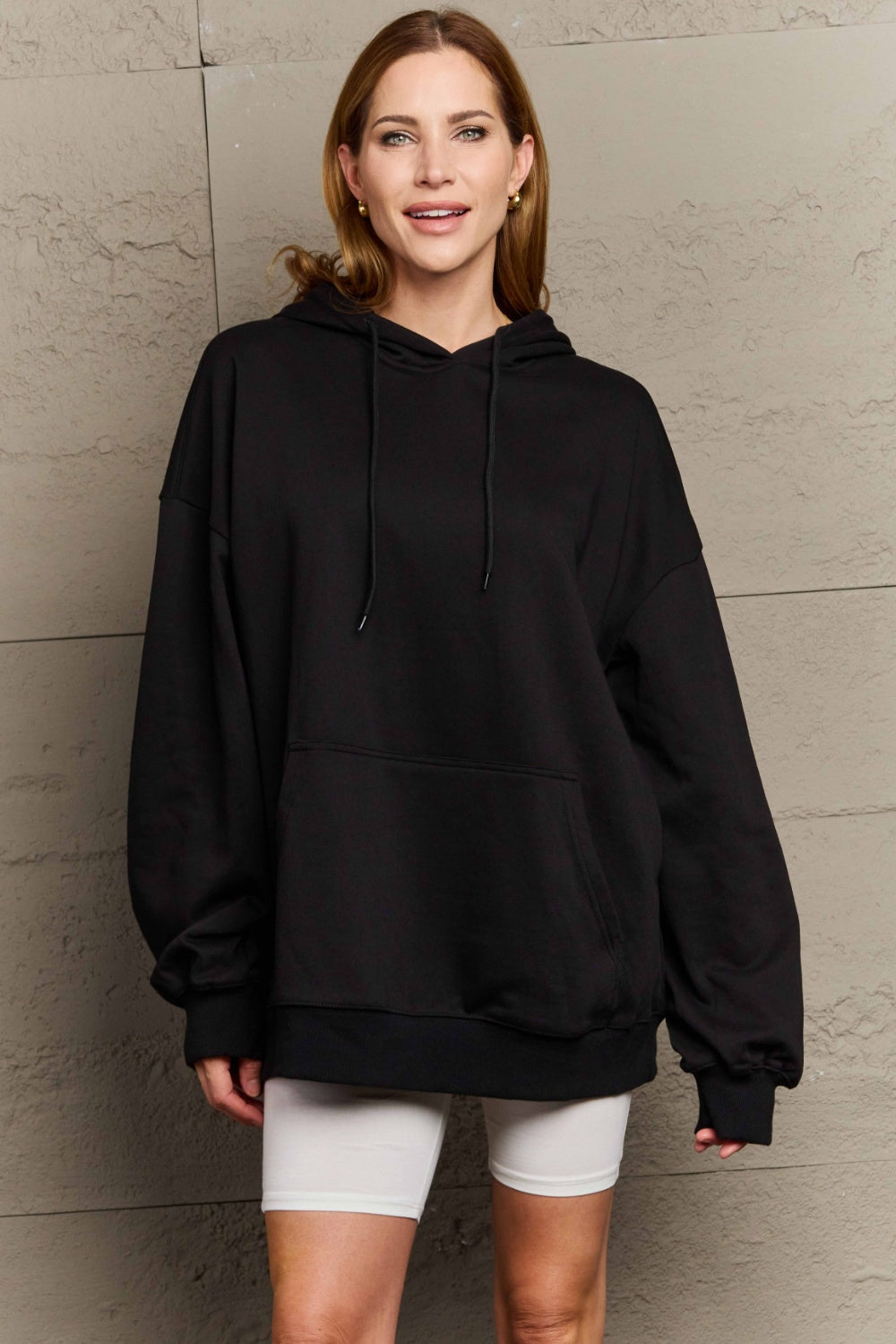 Full Size Drawstring Long Sleeve Hoodie-TOPS / DRESSES-[Adult]-[Female]-Black-S-2022 Online Blue Zone Planet