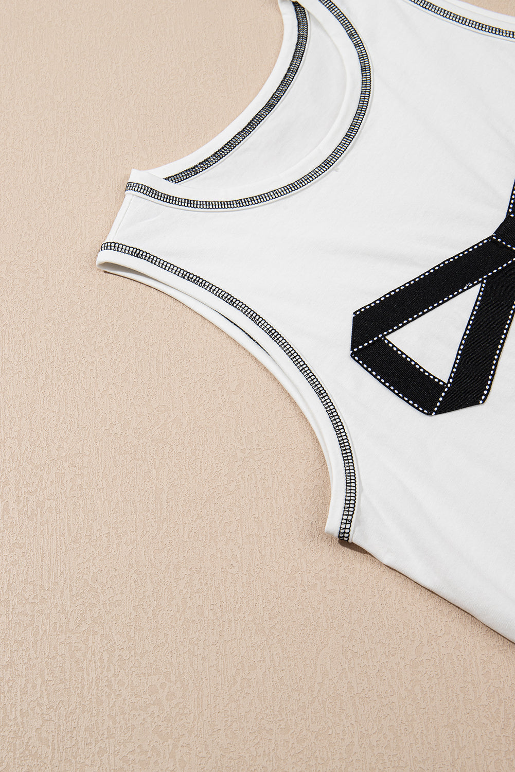 White Sweet Bow Stitching Trim Sleeveless Top-Tops/Tank Tops-[Adult]-[Female]-2022 Online Blue Zone Planet