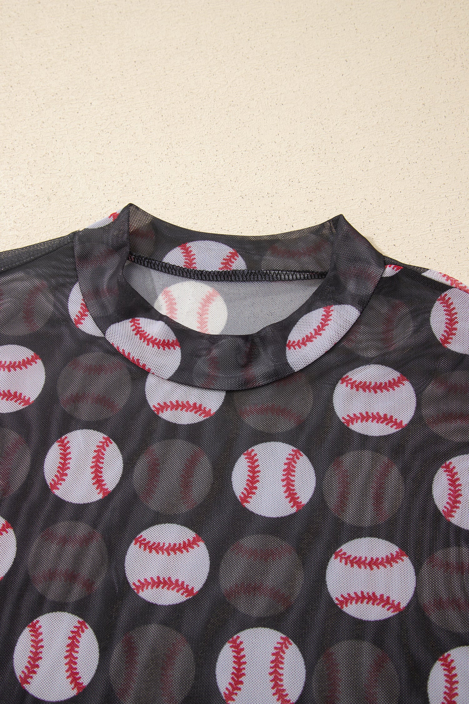 Black Baseball Game Day Sheer Mesh Long Sleeve Top-Tops/Long Sleeve Tops-[Adult]-[Female]-2022 Online Blue Zone Planet