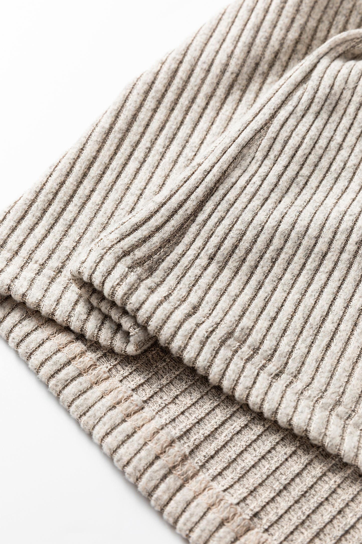 Simply Taupe Plus Size Ribbed Knit Kangaroo Pocket Henley Long Sleeve Top-Plus Size/Plus Size Tops/Plus Size Long Sleeve Tops-[Adult]-[Female]-2022 Online Blue Zone Planet