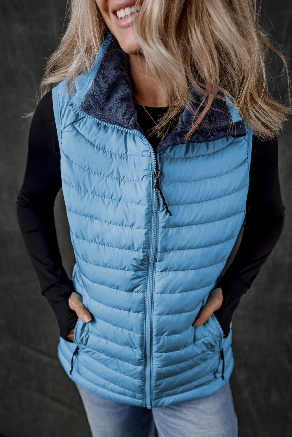 Pocketed Zip Up Vest Coat-TOPS / DRESSES-[Adult]-[Female]-2022 Online Blue Zone Planet