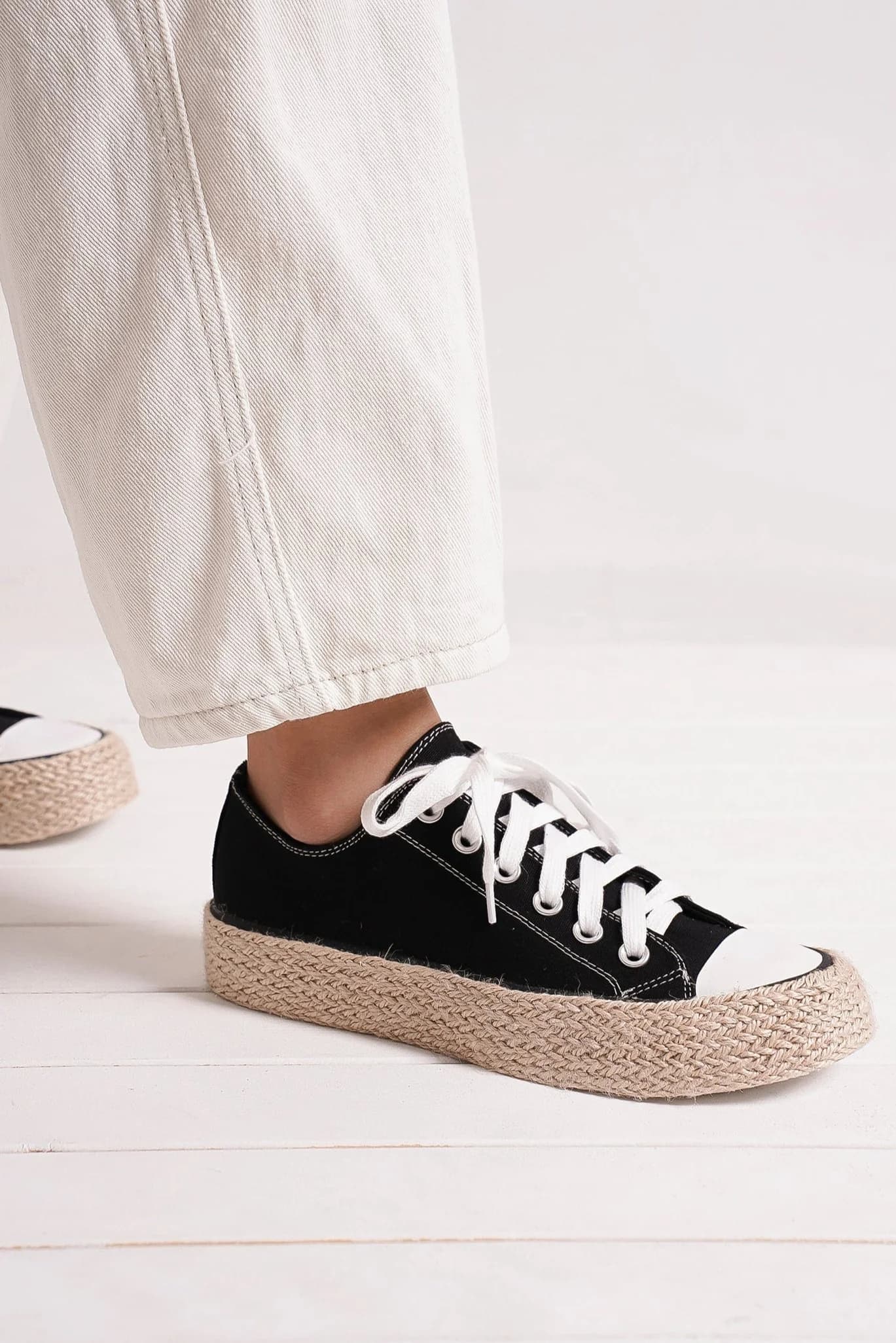 Beast Fashion Lace Up Woven Espadrille Sole Sneakers-SHOES-[Adult]-[Female]-2022 Online Blue Zone Planet