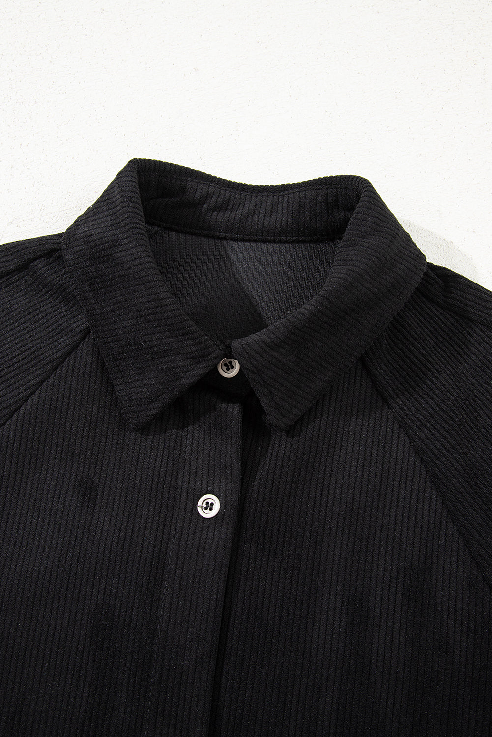 Black Corduroy Shirt Style Full Button Long Sleeve Shift Mini Dress-TOPS / DRESSES-[Adult]-[Female]-2022 Online Blue Zone Planet