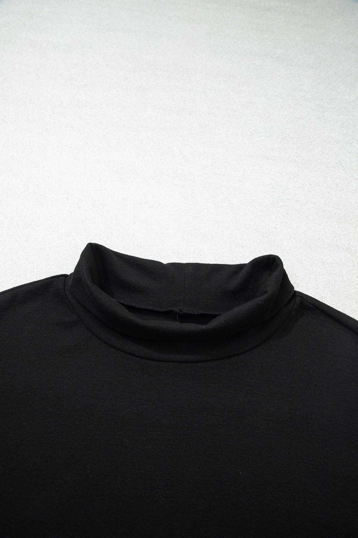 Black High Neck Long Sleeve Top-Tops/Long Sleeve Tops-[Adult]-[Female]-2022 Online Blue Zone Planet