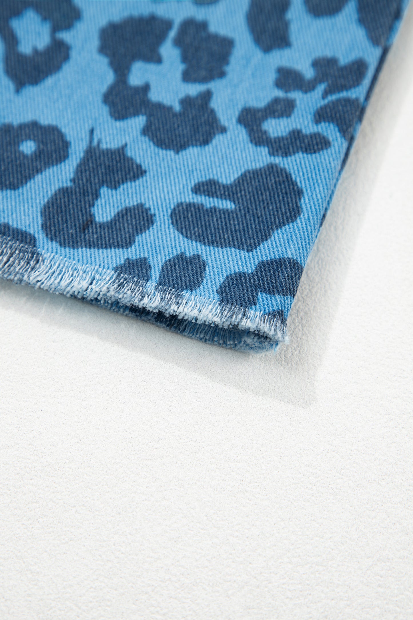 Sky Blue Leopard Denim Frayed Split Denim Midi Skirt-Bottoms/Skirts & Petticoat-[Adult]-[Female]-2022 Online Blue Zone Planet