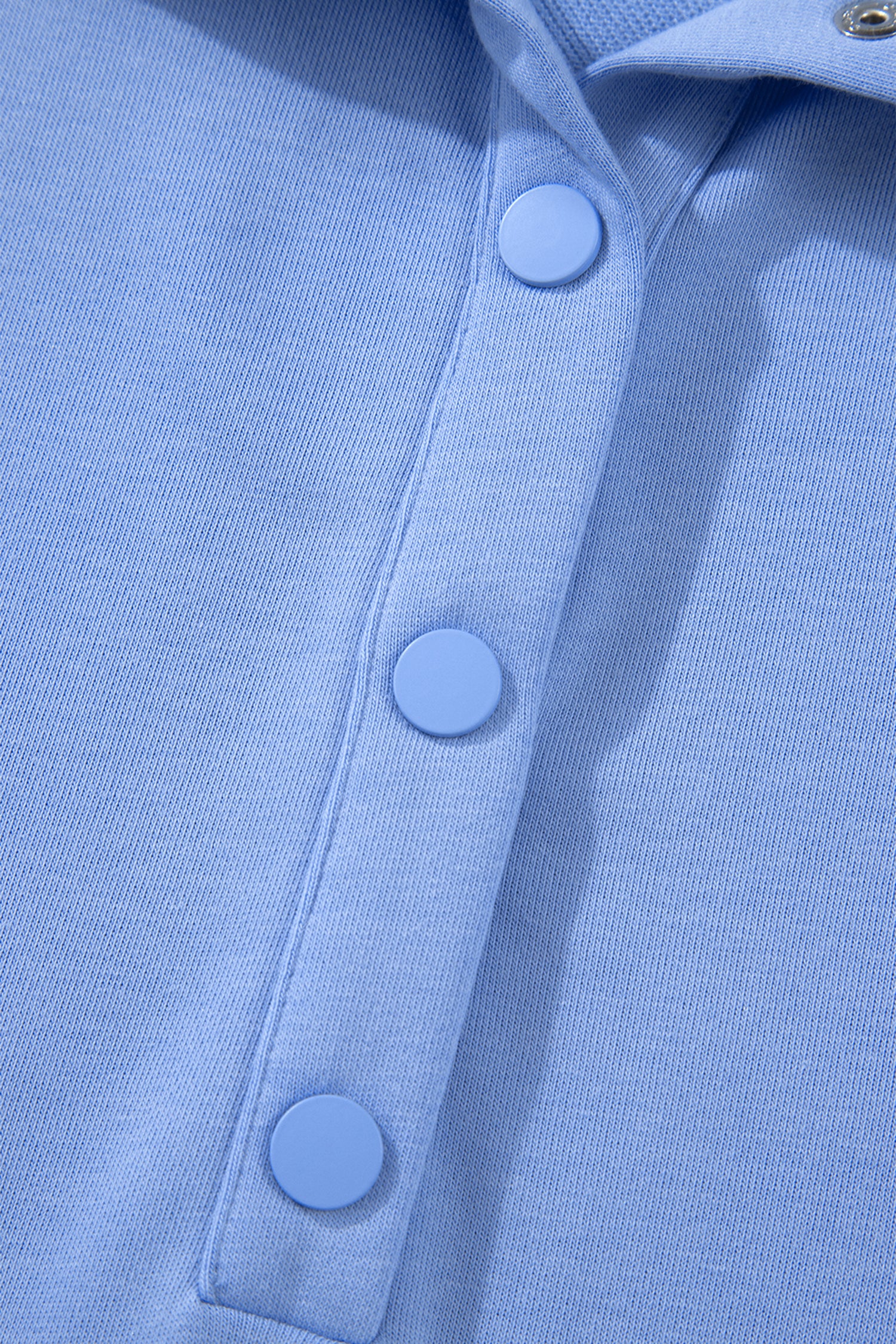 Beau Blue Plus Size Solid Scalloped Hem Button Neck Pullover Mini Dress-TOPS / DRESSES-[Adult]-[Female]-2022 Online Blue Zone Planet