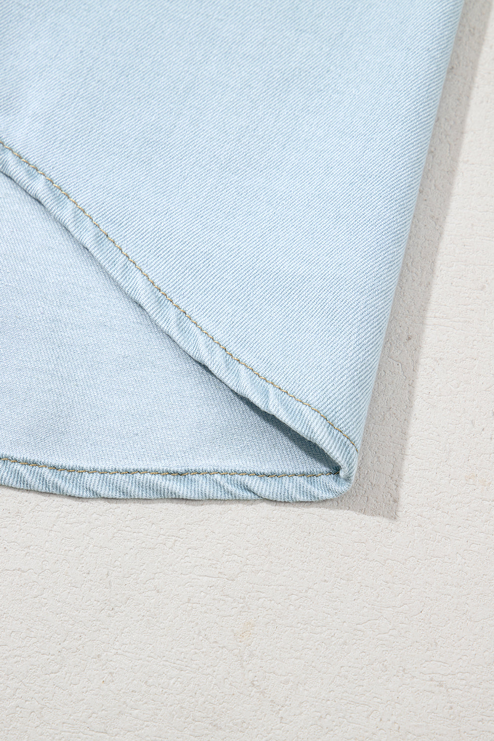 Beau Blue Mineral Wash Cap Sleeve Frilled Button Up Denim Shirt-Tops/Blouses & Shirts-[Adult]-[Female]-2022 Online Blue Zone Planet