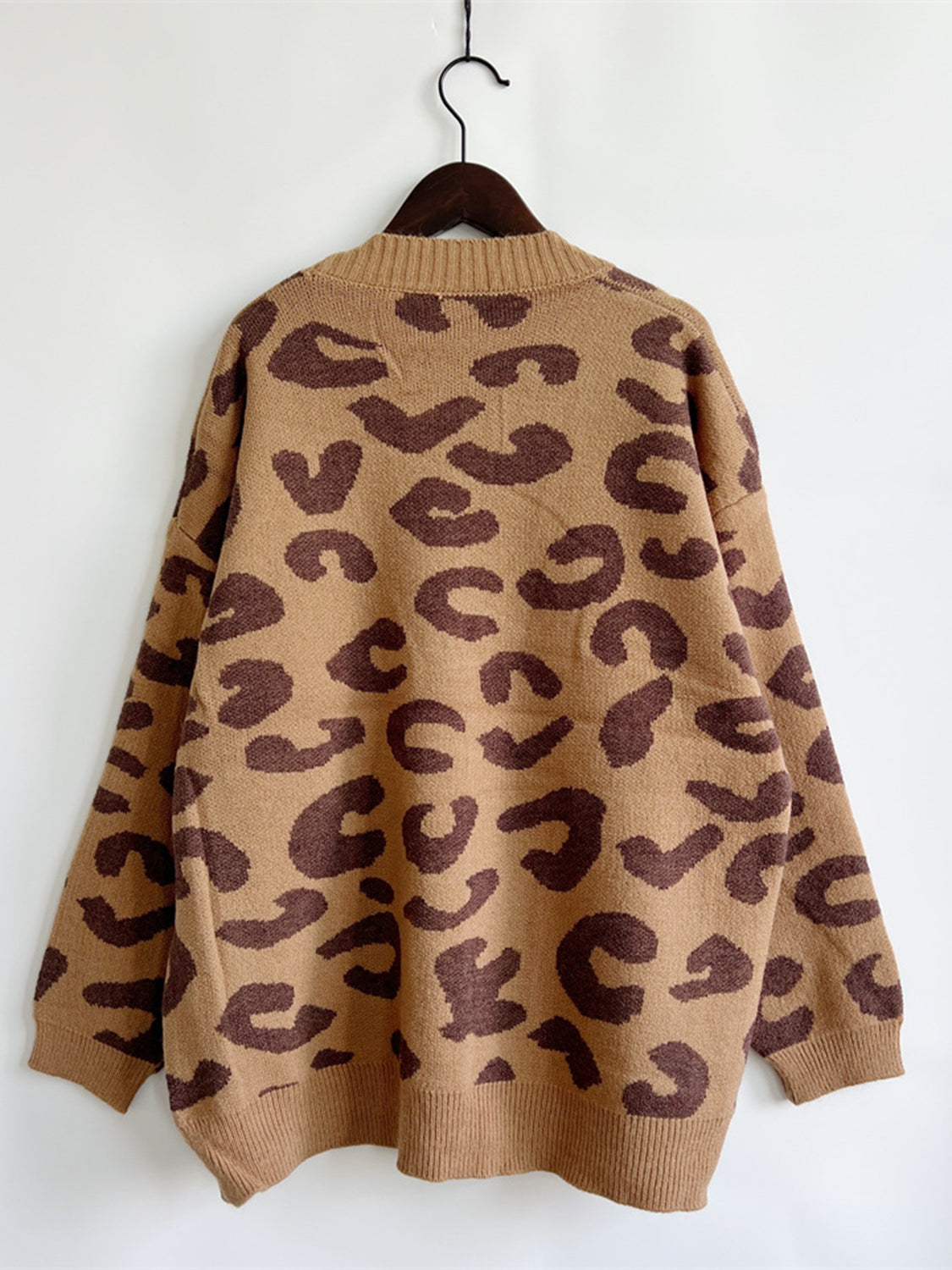 Leopard Button Front Cardigan with Pockets-TOPS / DRESSES-[Adult]-[Female]-2022 Online Blue Zone Planet