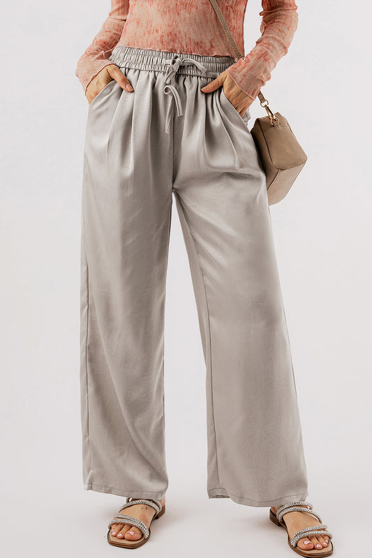 Smocked Wide Leg Pants-BOTTOMS SIZES SMALL MEDIUM LARGE-[Adult]-[Female]-Beige-S-2022 Online Blue Zone Planet