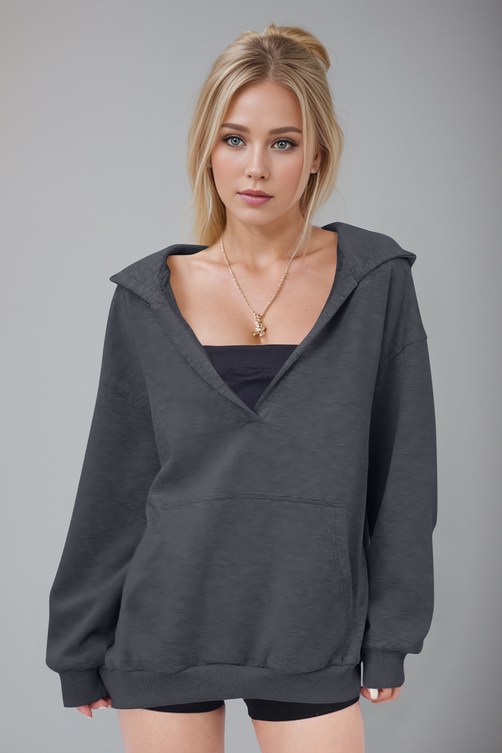 Basic Bae Kangaroo Pocket Long Sleeve Hoodie-TOPS / DRESSES-[Adult]-[Female]-2022 Online Blue Zone Planet