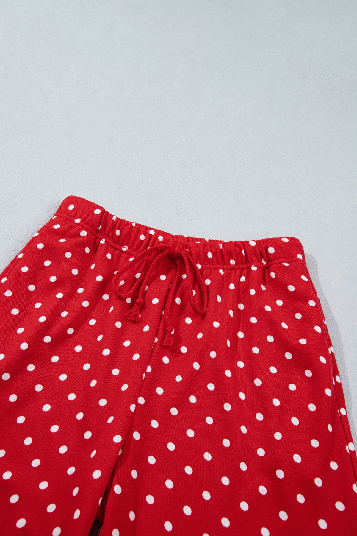 Brown Polka Dot Drawstring Wide Leg Long Sleeve Top Pant Set-Two Piece Sets/Pant Sets-[Adult]-[Female]-2022 Online Blue Zone Planet