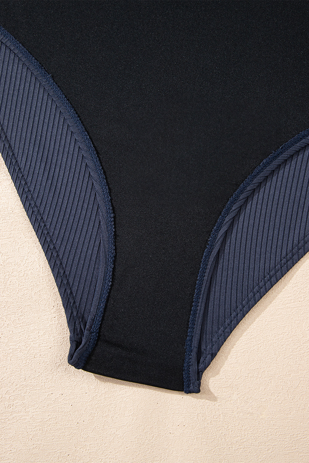Navy Blue Ruched U Neck Ribbed Tankini-Swimwear/Tankinis-[Adult]-[Female]-2022 Online Blue Zone Planet