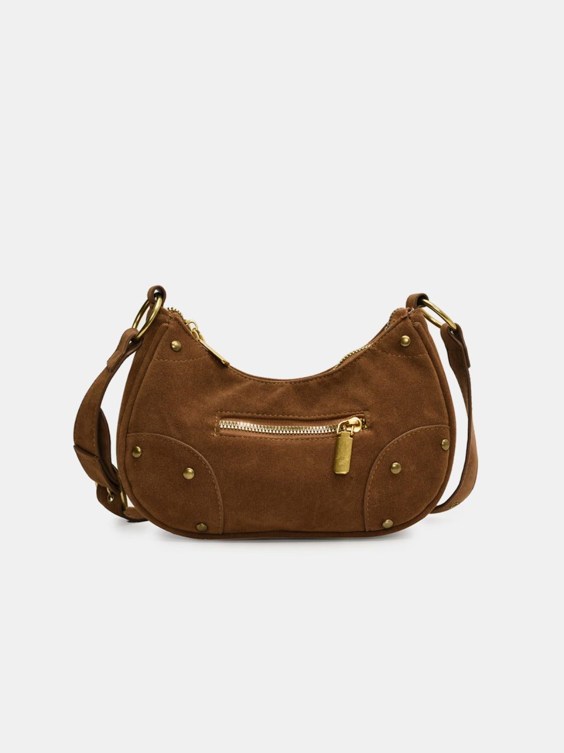 Suede Adjustable Strap Shoulder Bag-HANDBAGS-[Adult]-[Female]-Camel-One Size-2022 Online Blue Zone Planet