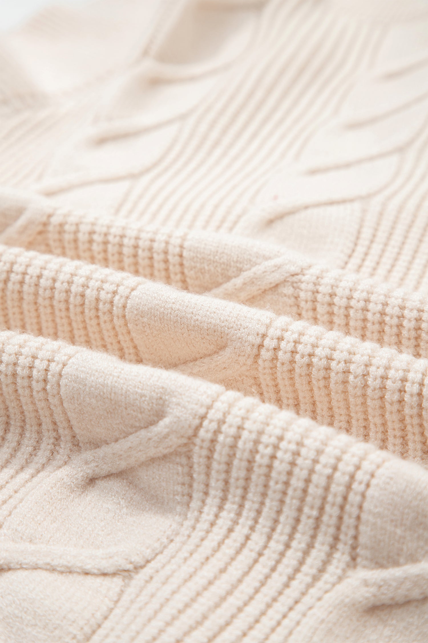 Jet Stream Cable Knit Turtleneck Ruffled Short Sleeve Sweater-Sweaters & Cardigans/Short Sleeve Sweaters-[Adult]-[Female]-2022 Online Blue Zone Planet