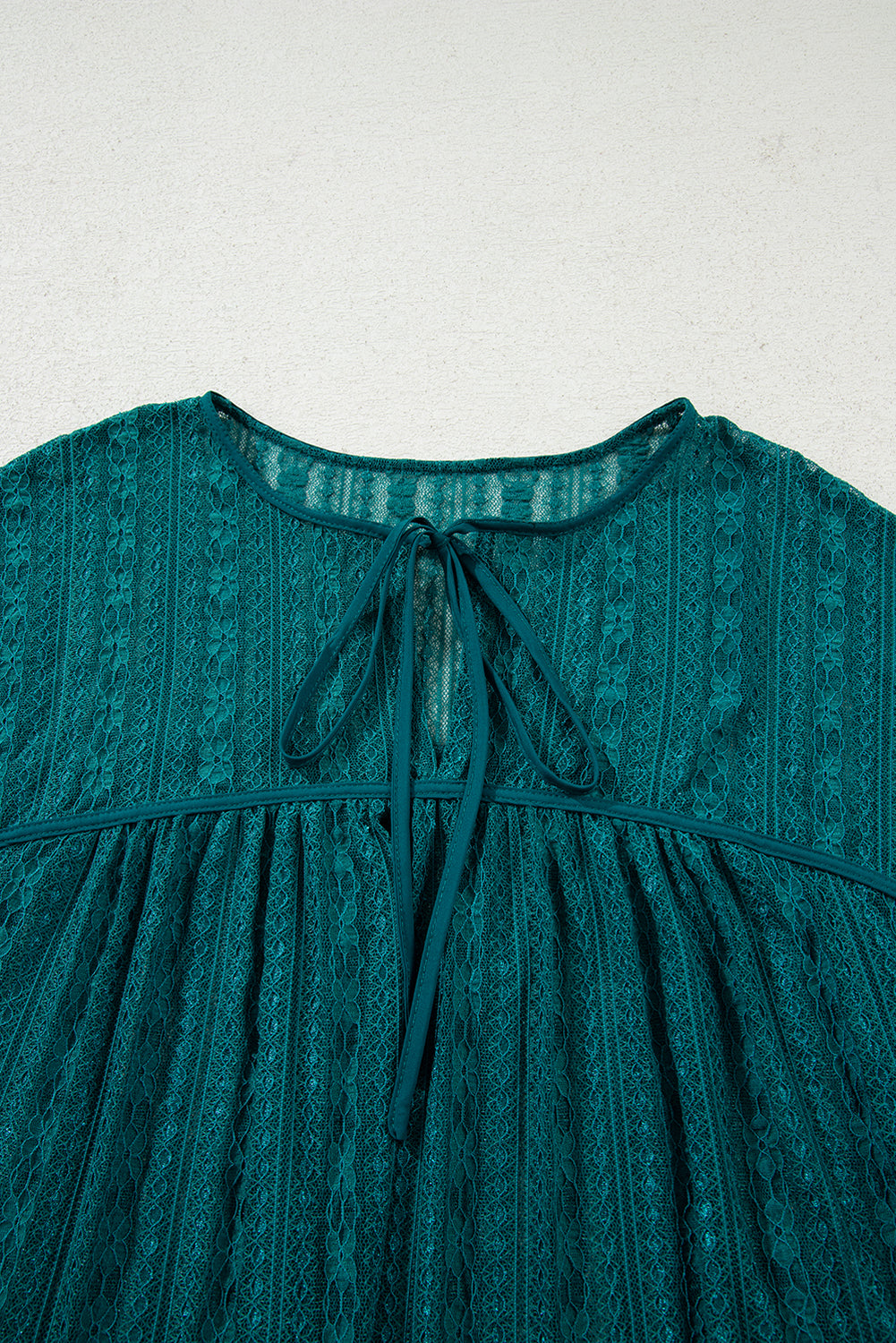 Evergreen Sheer Lace Balloon Sleeve Babydoll Blouse-Tops/Blouses & Shirts-[Adult]-[Female]-2022 Online Blue Zone Planet