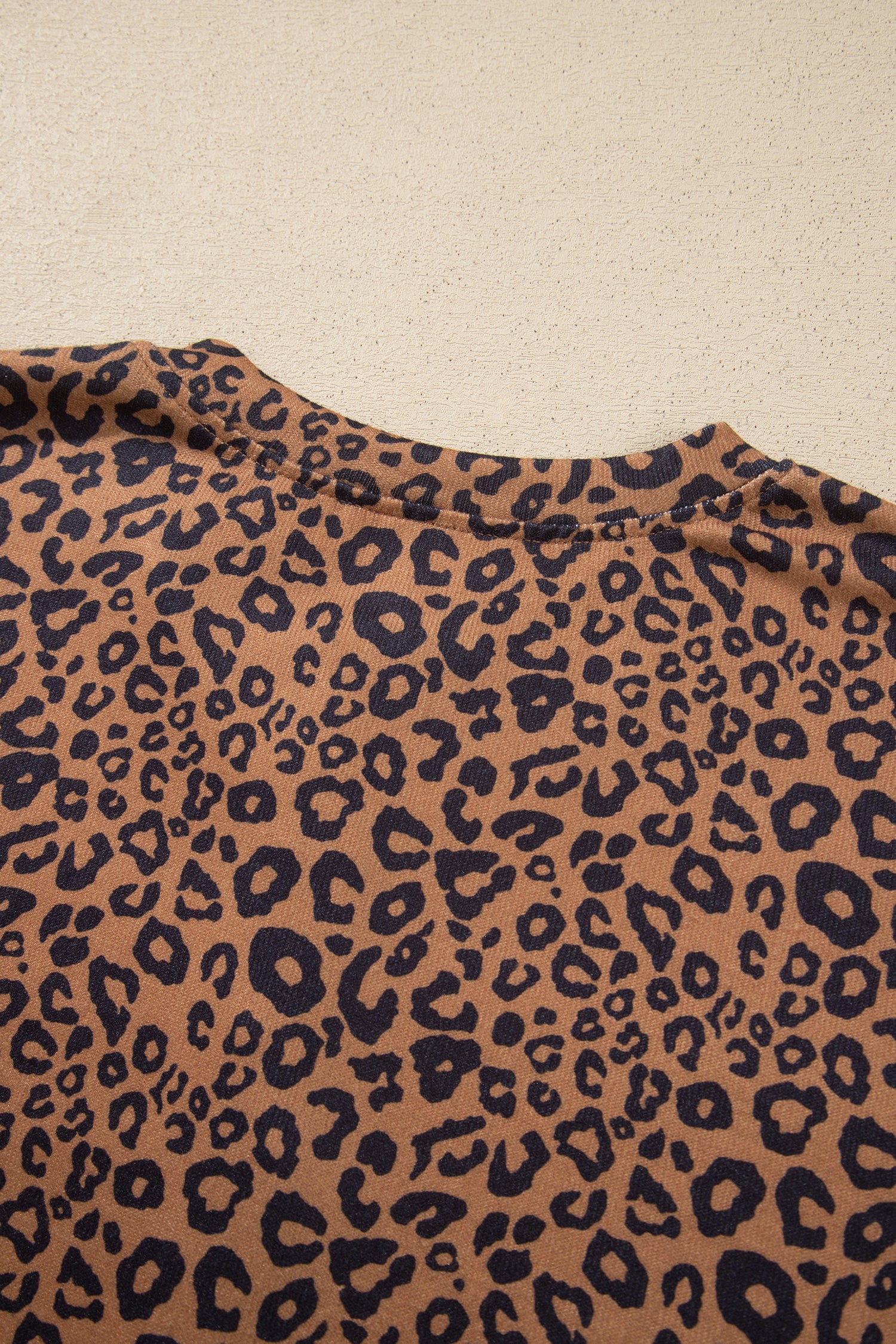 Brown Leopard Print Long Sleeve Henley Top Elastic Waist Shorts 2pcs Outfit-Two Piece Sets/Short Sets-[Adult]-[Female]-2022 Online Blue Zone Planet