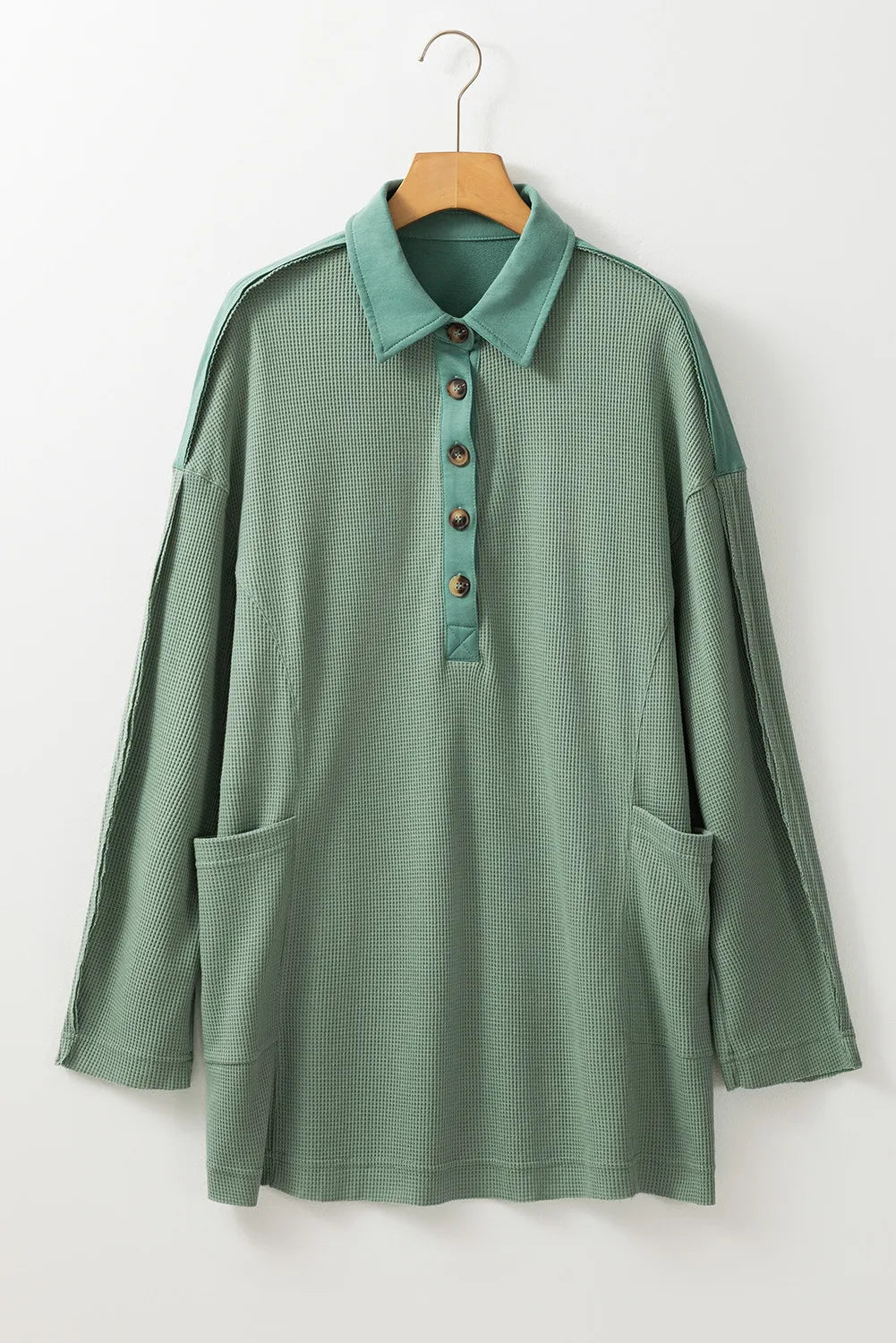 Blue Zone Planet | Half Button Long Sleeve Top-TOPS / DRESSES-[Adult]-[Female]-2022 Online Blue Zone Planet