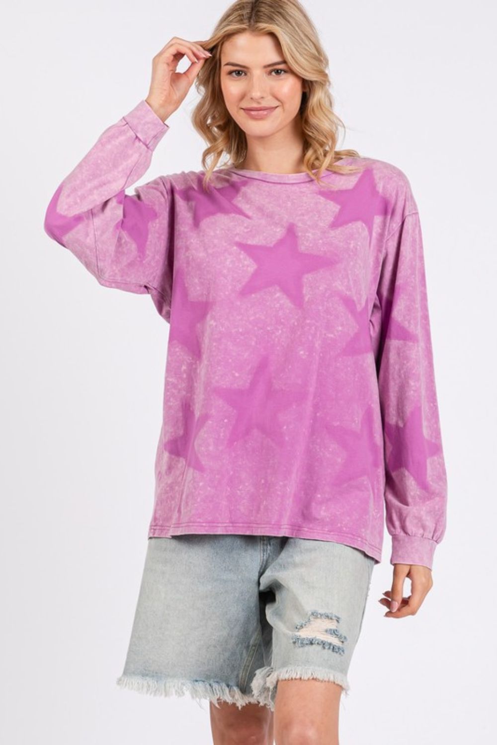 SAGE + FIG Mineral Wash Star Pattern T-Shirt-TOPS / DRESSES-[Adult]-[Female]-2022 Online Blue Zone Planet