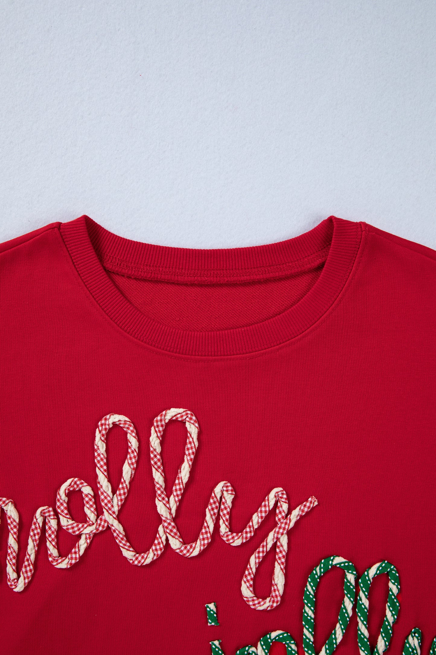 Racing Red Holly Jolly Embroidered Graphic Baggy Sweatshirt-Tops/Sweatshirts & Hoodies-[Adult]-[Female]-2022 Online Blue Zone Planet