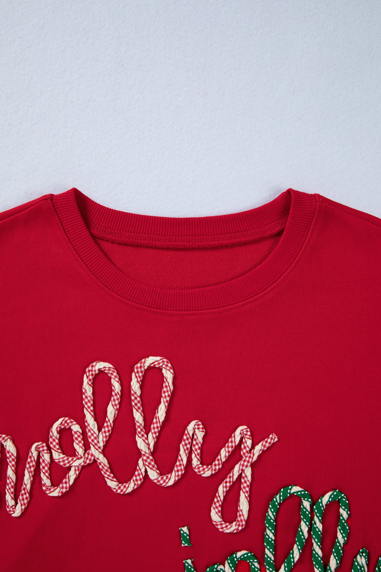 Racing Red Holly Jolly Embroidered Graphic Baggy Sweatshirt-Tops/Sweatshirts & Hoodies-[Adult]-[Female]-2022 Online Blue Zone Planet