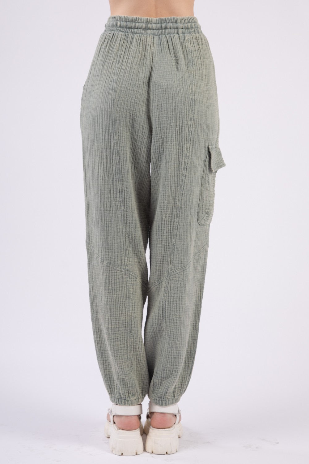 VERY J Washed Woven Crinkle Gauze Drawstring Pants-BOTTOMS SIZES SMALL MEDIUM LARGE-[Adult]-[Female]-2022 Online Blue Zone Planet