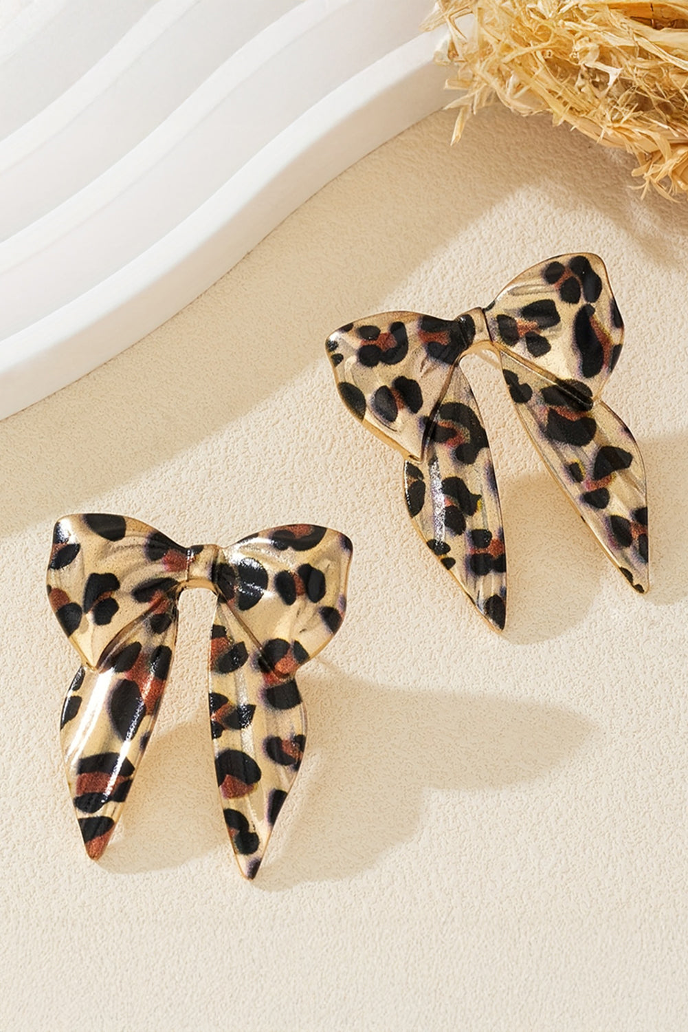 Gold Leopard Print Bow Knot Shape Plated Alloy Earrings-Accessories/Jewelry-[Adult]-[Female]-2022 Online Blue Zone Planet