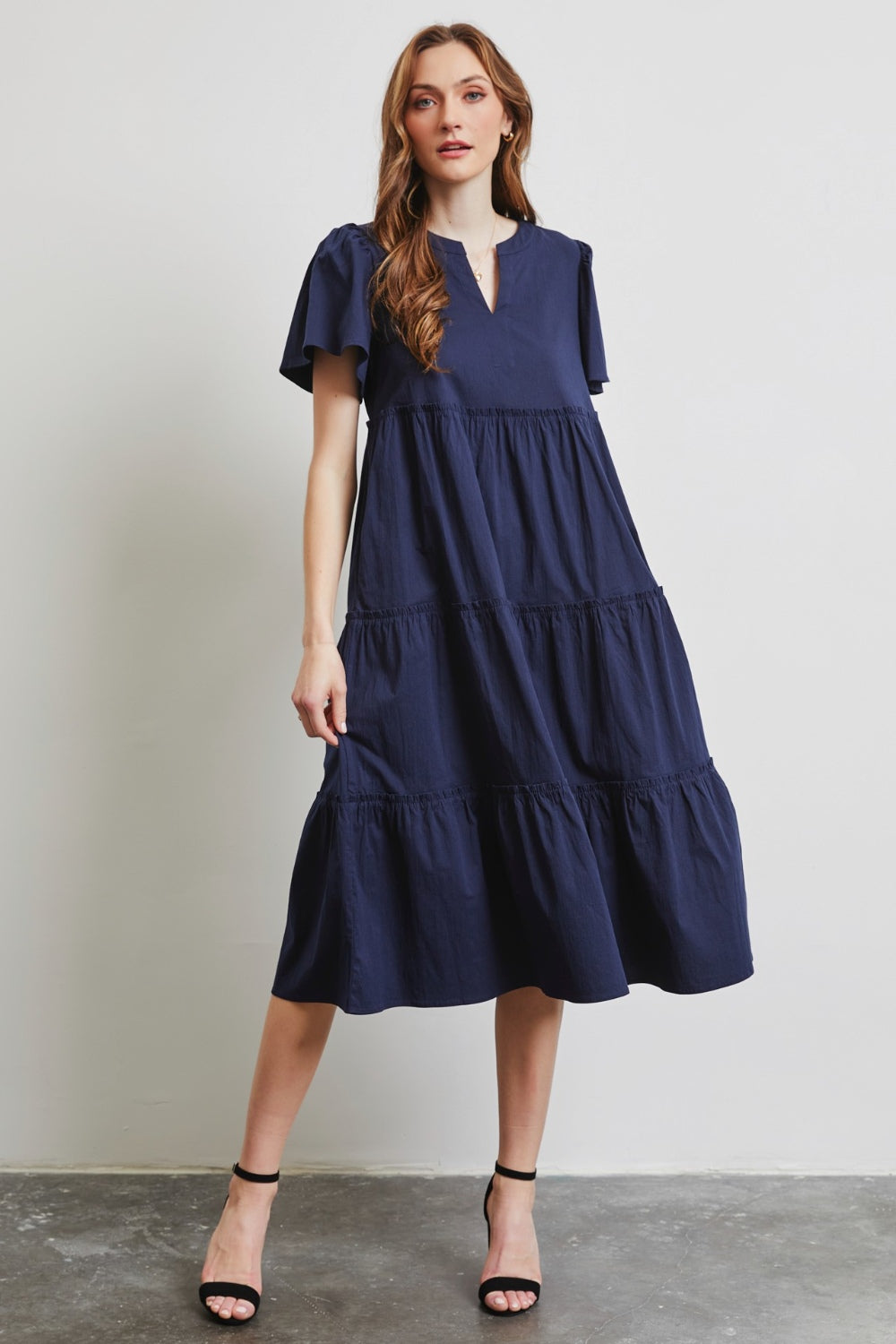 HEYSON Full Size Cotton Poplin Ruffled Tiered Midi Dress-TOPS / DRESSES-[Adult]-[Female]-2022 Online Blue Zone Planet