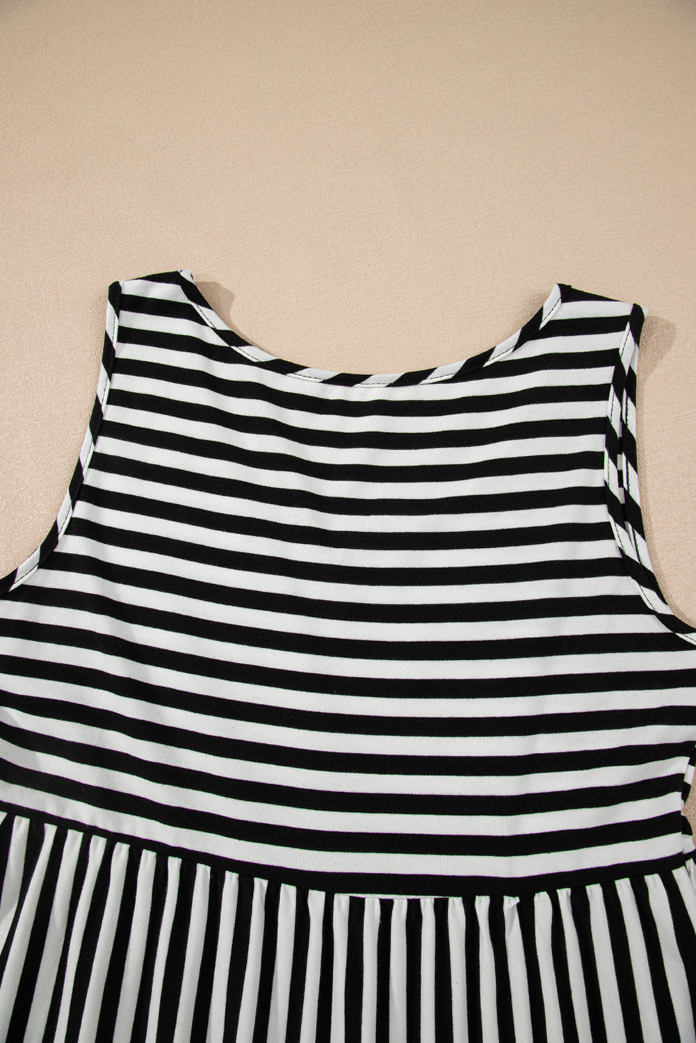 Black Stripe U Neck Sleeveless Loose Fit Mini Dress-TOPS / DRESSES-[Adult]-[Female]-2022 Online Blue Zone Planet