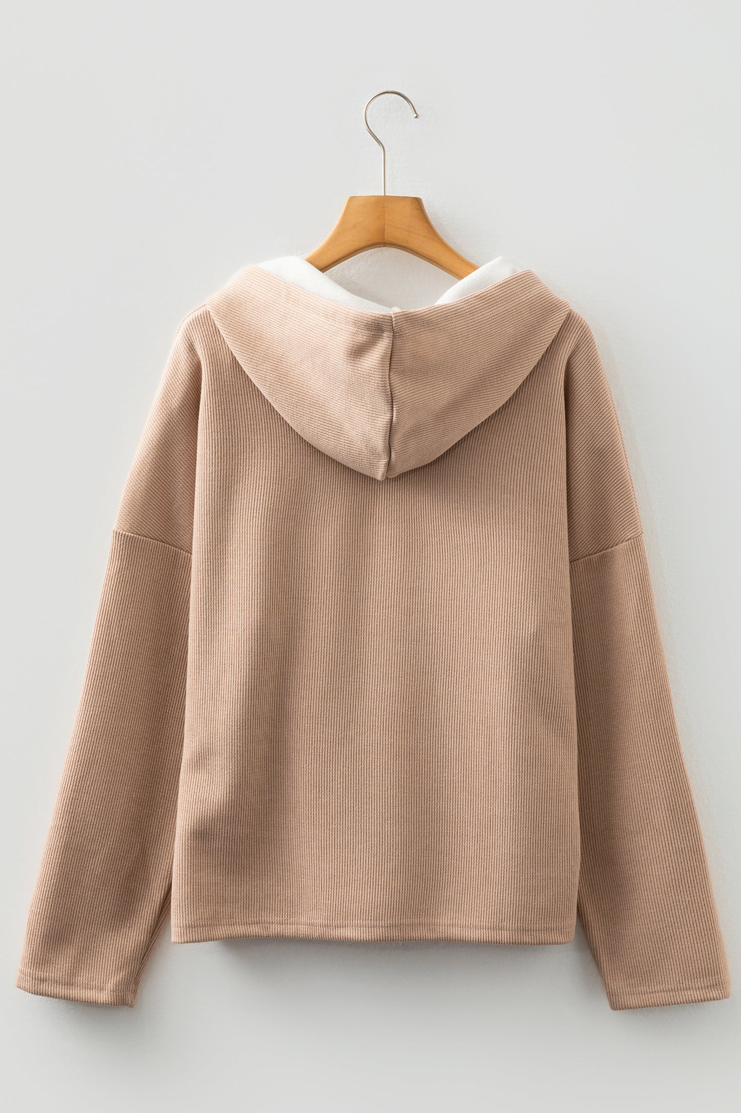 Parchment Thermal Textured Leopard Drawstring Baggy Hoodie-Tops / Dresses-[Adult]-[Female]-2022 Online Blue Zone Planet