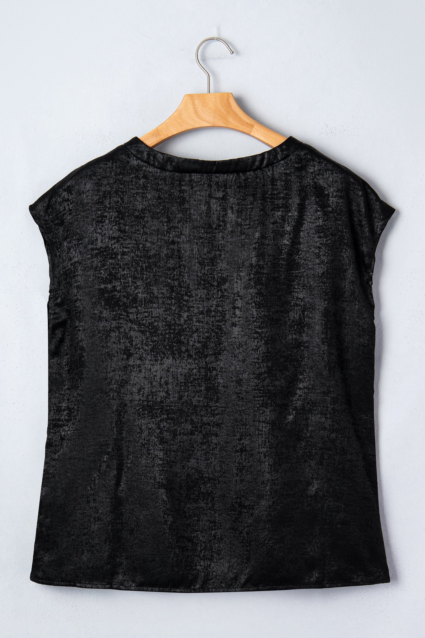 Black Metallic Round Neck Cap Sleeve Tee-Tops/Tops & Tees-[Adult]-[Female]-2022 Online Blue Zone Planet