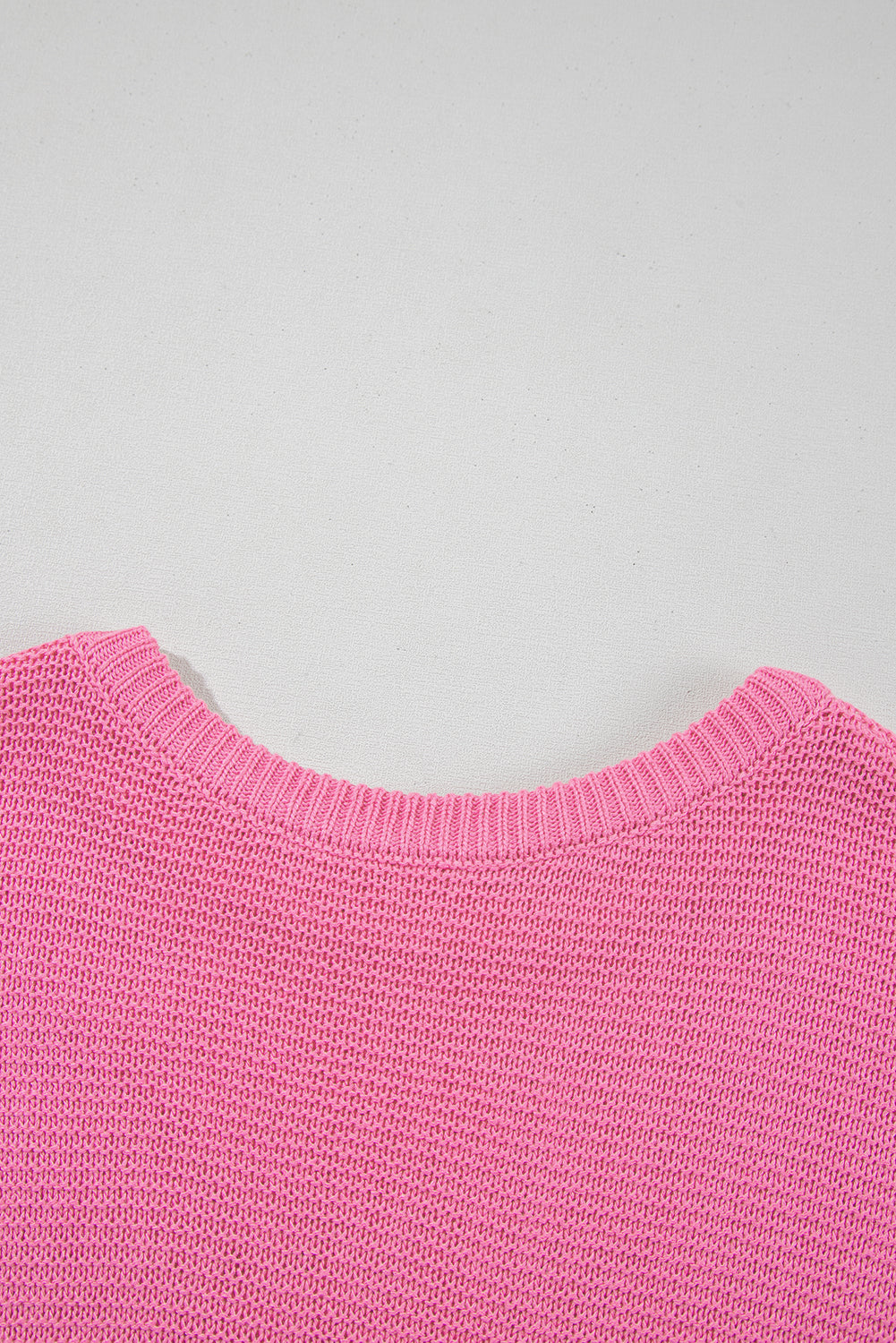 Sachet Pink Solid Color Sweater Tee with Side Slits-Sweaters & Cardigans/Short Sleeve Sweaters-[Adult]-[Female]-2022 Online Blue Zone Planet