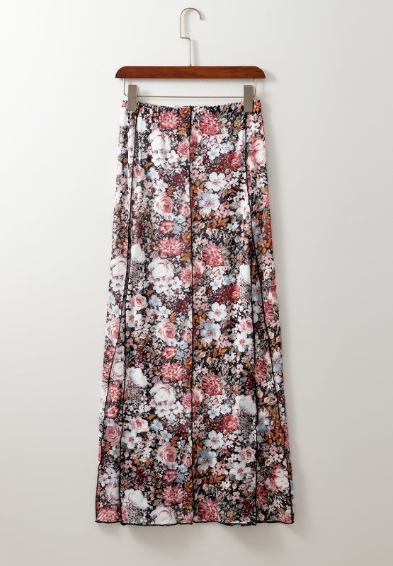 Floral Elastic Waist Maxi Skirt-BOTTOM SIZES SMALL MEDIUM LARGE-[Adult]-[Female]-2022 Online Blue Zone Planet