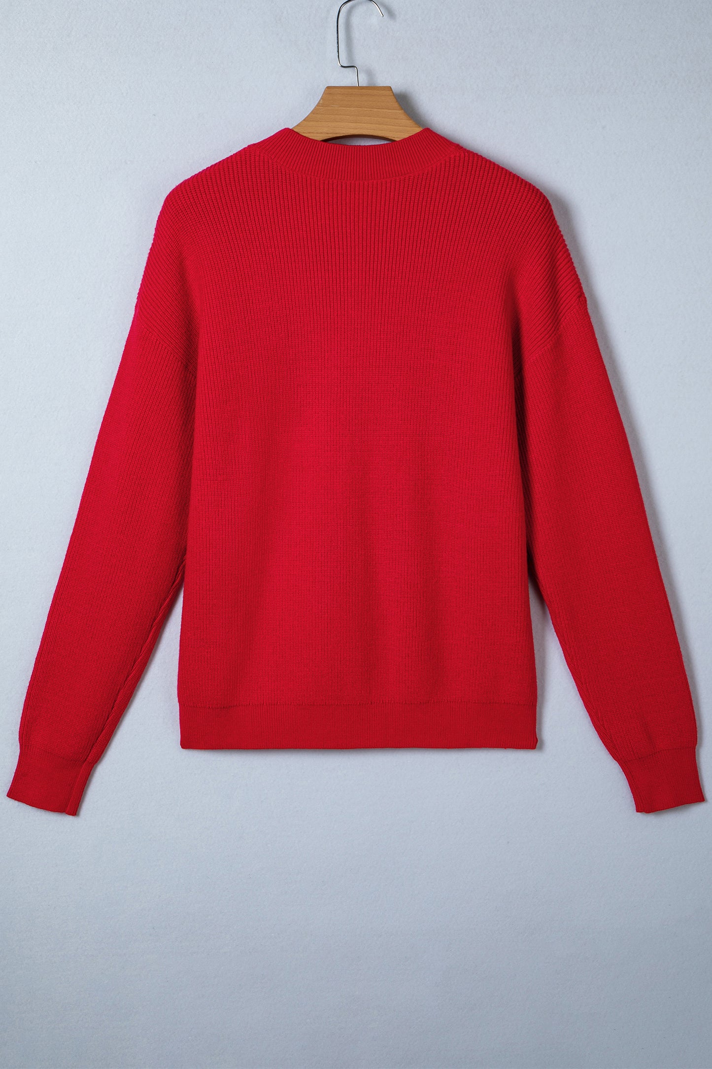 Fiery Red Bow Embroidered Graphic Ribbed Sweater Top-TOPS / DRESSES-[Adult]-[Female]-2022 Online Blue Zone Planet