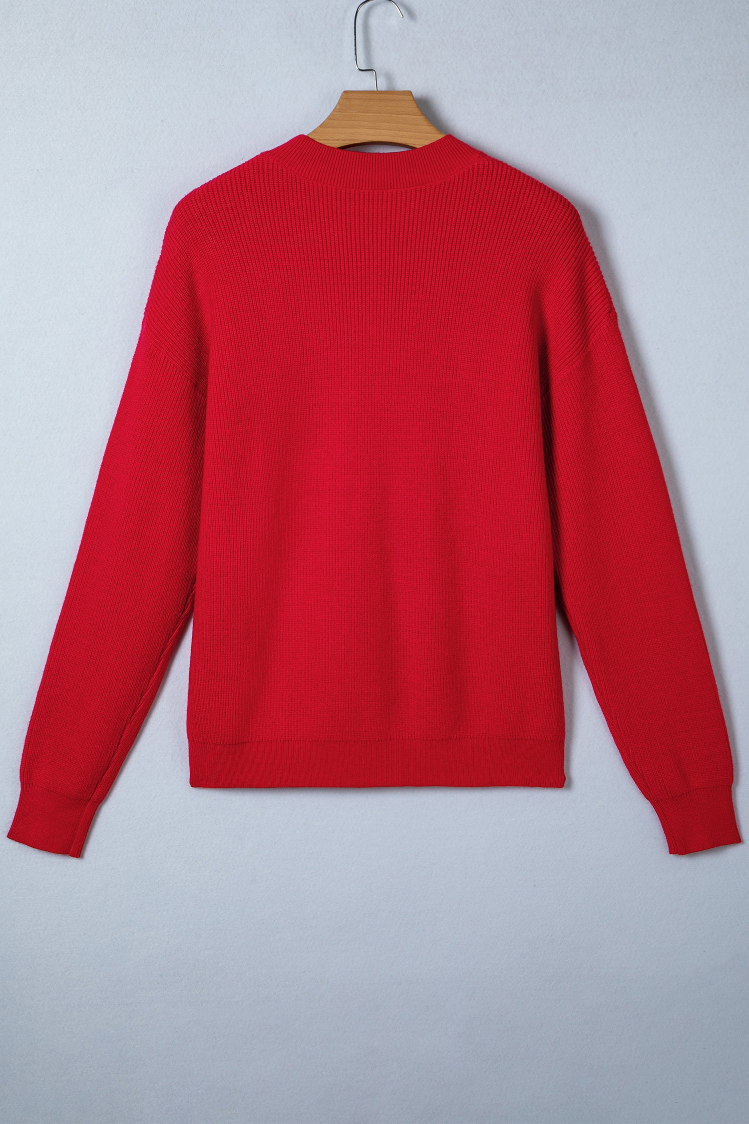 Fiery Red Bow Embroidered Graphic Ribbed Sweater Top-TOPS / DRESSES-[Adult]-[Female]-2022 Online Blue Zone Planet
