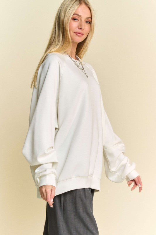 Davi & Dani Round Neck Raglan Sleeve Sweatshirt-TOPS / DRESSES-[Adult]-[Female]-2022 Online Blue Zone Planet