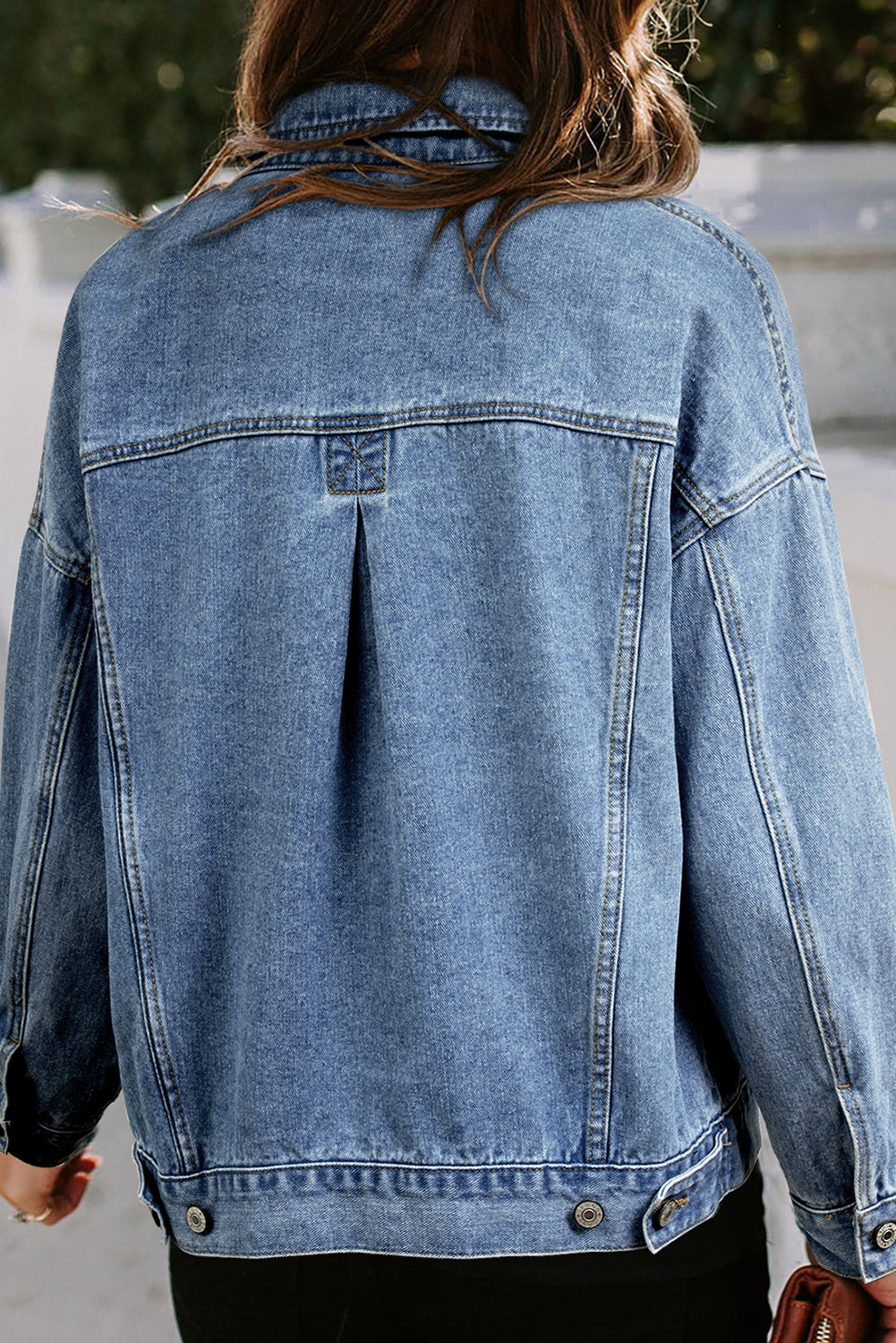 Blue Zone Planet | Light Blue Washed Oversize Pocketed Denim Jacket-Outerwear/Denim jackets-[Adult]-[Female]-2022 Online Blue Zone Planet