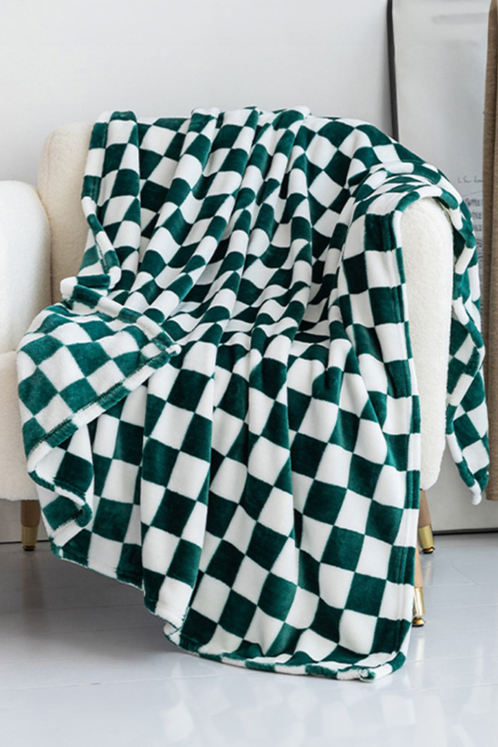 Black Checkerboard Printed Soft Throw Blanket-Accessories & Jewelry-[Adult]-[Female]-Dark Green-ONE SIZE-2022 Online Blue Zone Planet