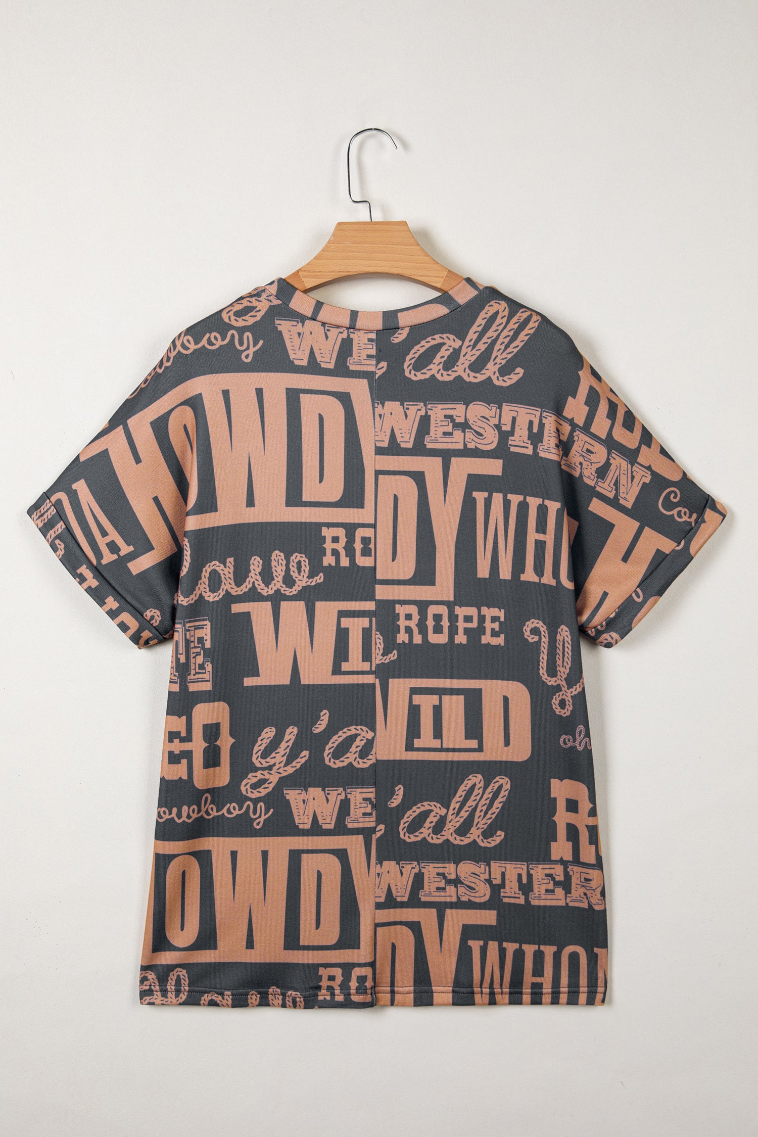 Dark Grey Howdy Cowboy Letter Printed Western Fashion Tee-Tops/Tops & Tees-[Adult]-[Female]-2022 Online Blue Zone Planet