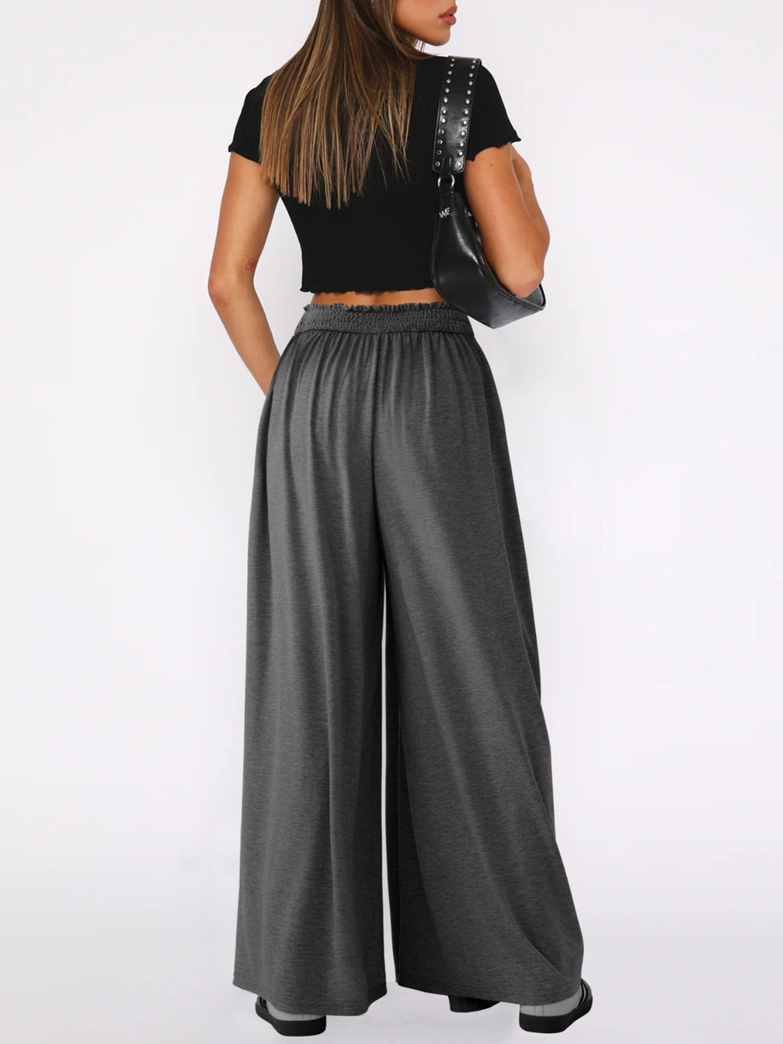 High Waist Wide Leg Pants-BOTTOMS SIZES SMALL MEDIUM LARGE-[Adult]-[Female]-2022 Online Blue Zone Planet