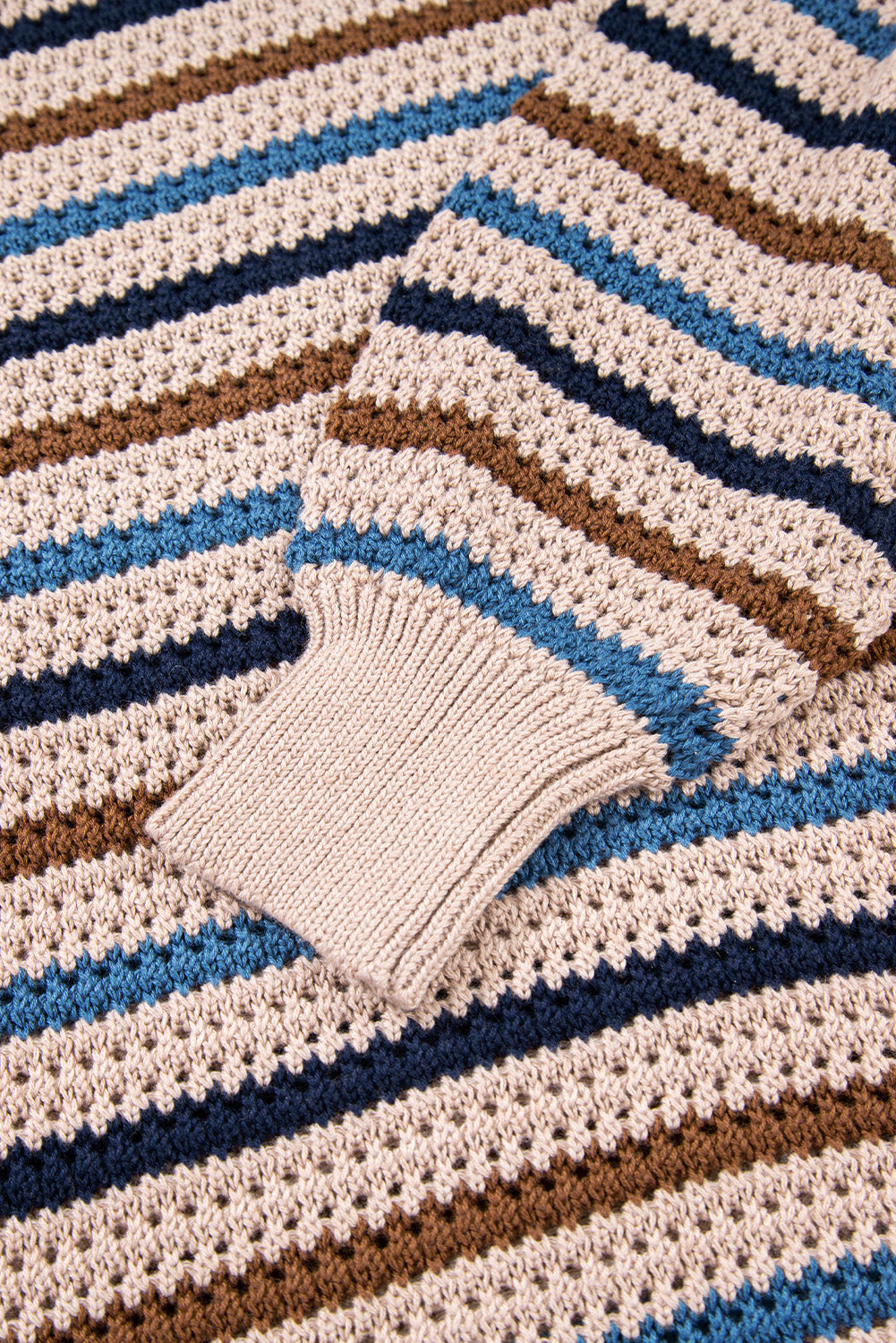 Multicolour Striped Knitted Drop Shoulder Round Neck Sweater-TOPS / DRESSES-[Adult]-[Female]-2022 Online Blue Zone Planet