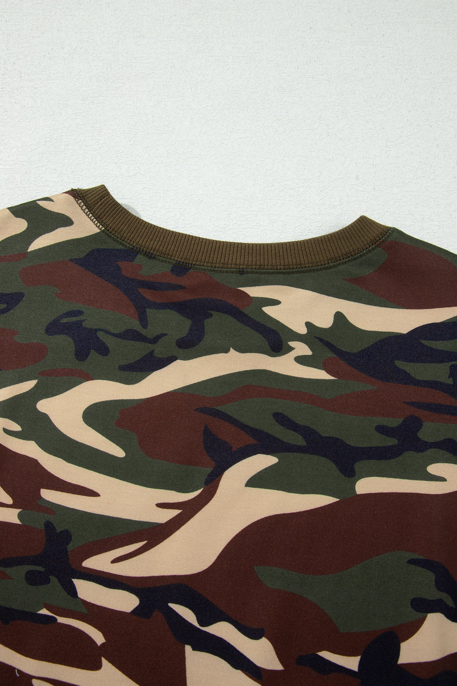 Multicolour Camouflage Print Round Neck Baggy Pullover Sweatshirt-Tops/Sweatshirts & Hoodies-[Adult]-[Female]-2022 Online Blue Zone Planet