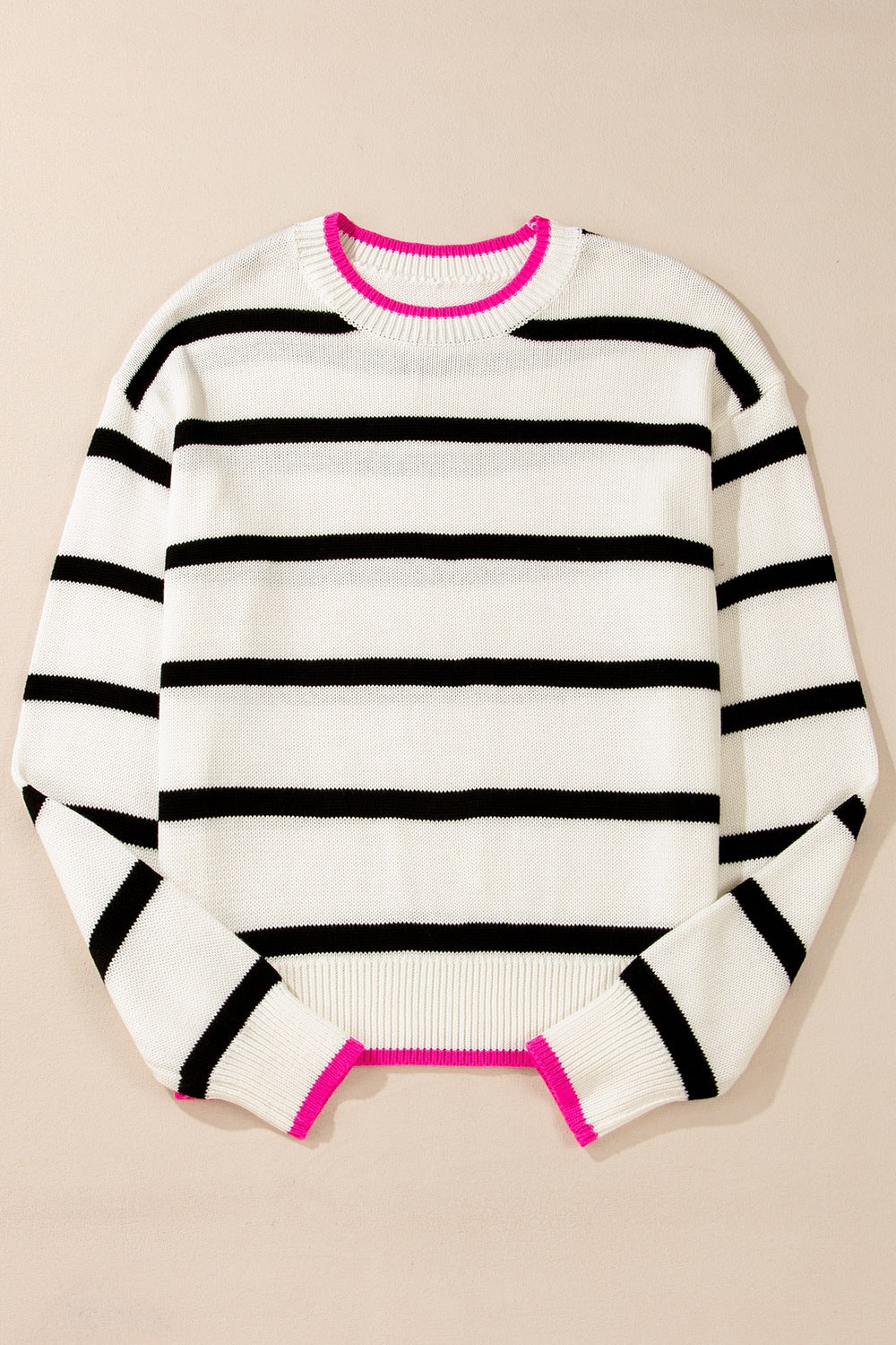 Striped Round Neck Drop Shoulder Sweater-TOPS / DRESSES-[Adult]-[Female]-2022 Online Blue Zone Planet
