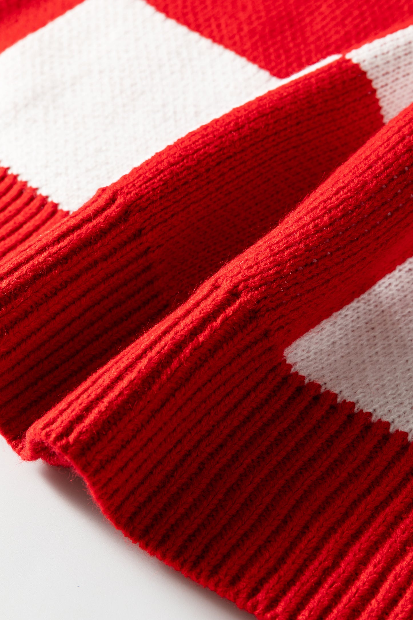 Fiery Red Checkered Bishop Sleeve Sweater-TOPS / DRESSES-[Adult]-[Female]-2022 Online Blue Zone Planet