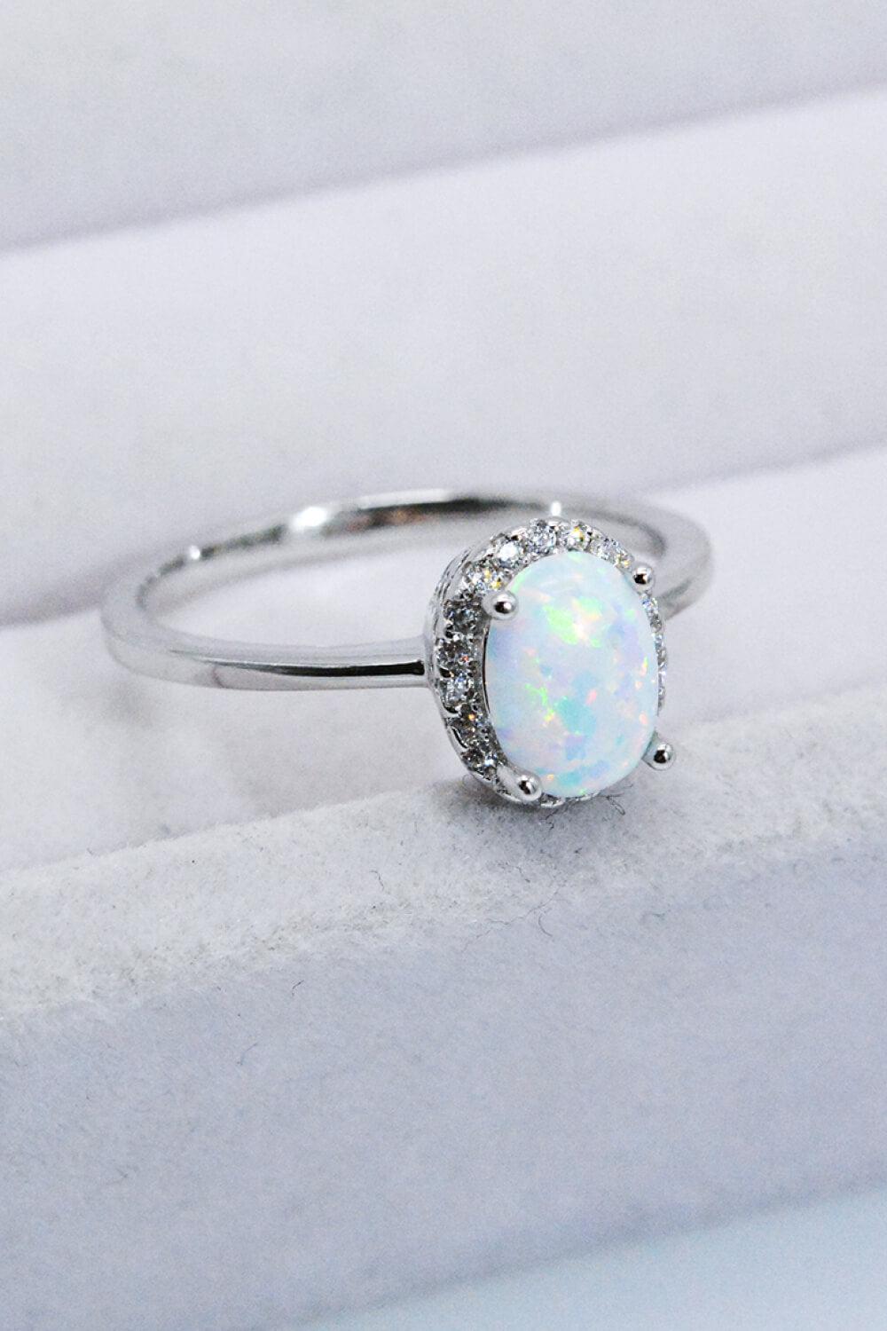 925 Sterling Silver 4-Prong Opal Ring BLUE ZONE PLANET