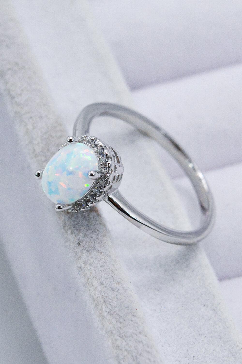 925 Sterling Silver 4-Prong Opal Ring BLUE ZONE PLANET