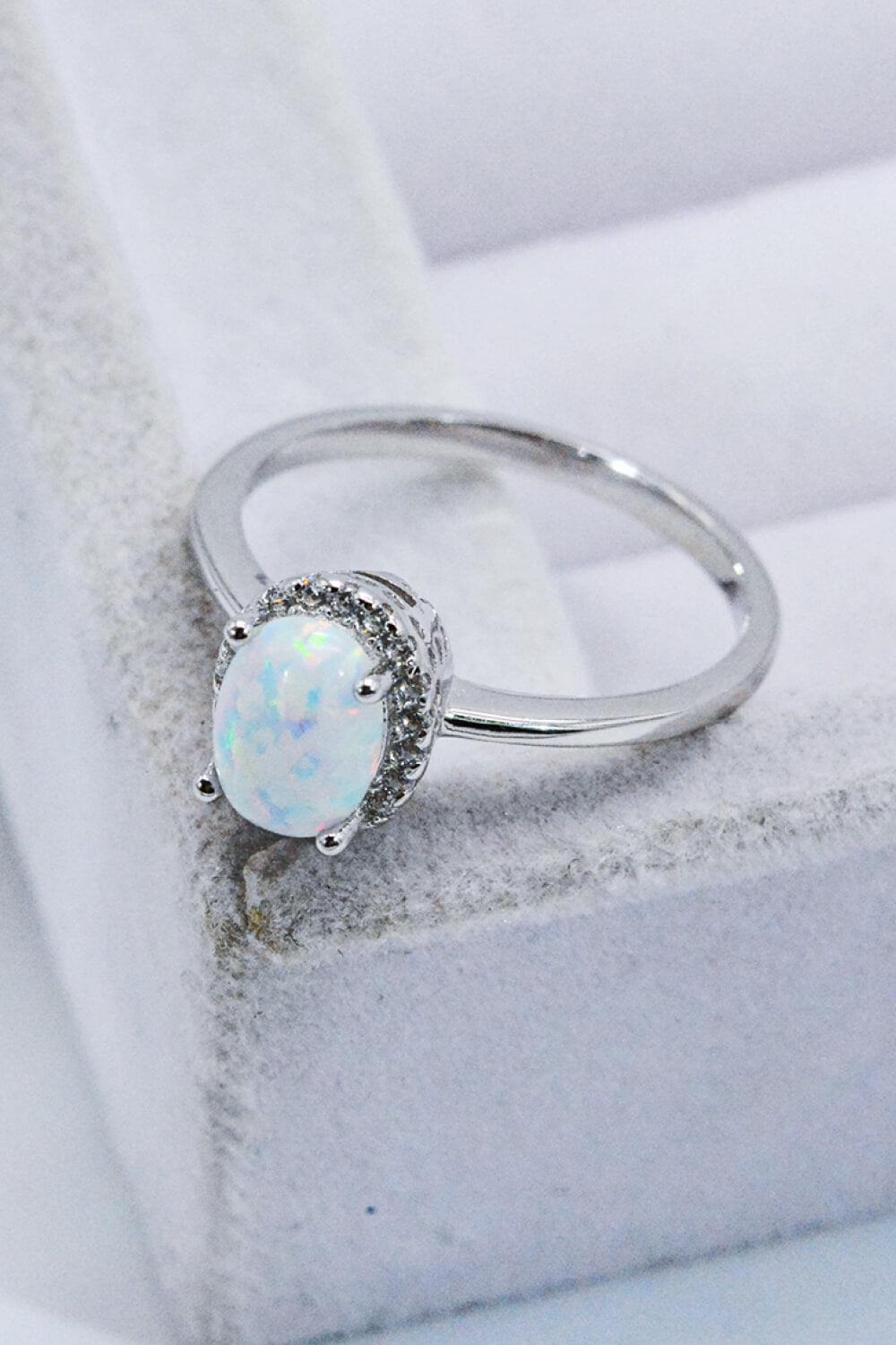 925 Sterling Silver 4-Prong Opal Ring BLUE ZONE PLANET