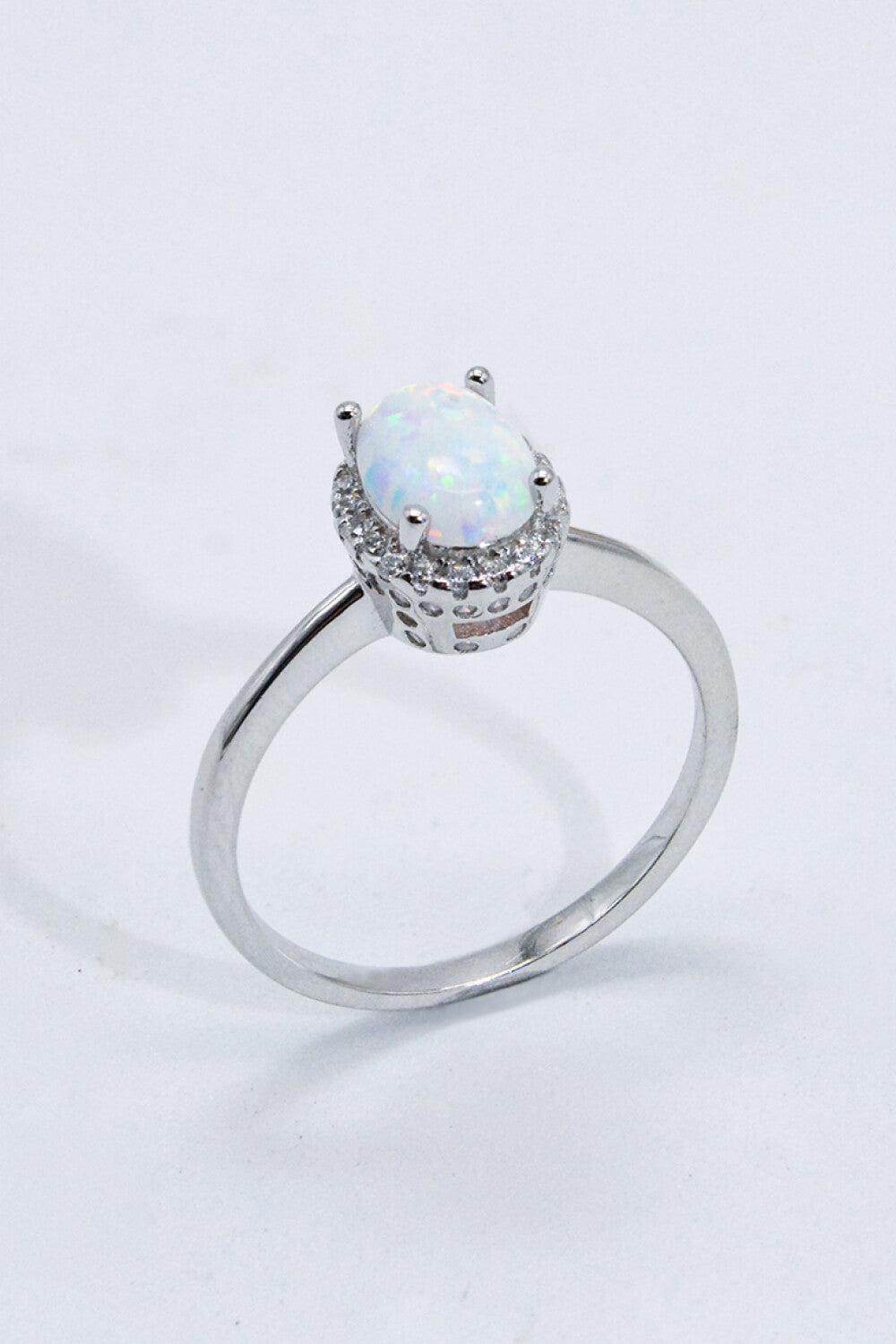 925 Sterling Silver 4-Prong Opal Ring BLUE ZONE PLANET